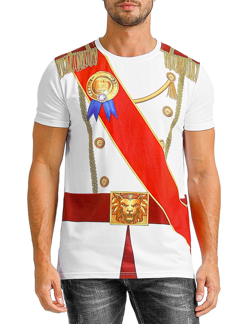 Funny World Men's Prince Costume Royal Charming Halloween T-Shirts, Medium, White - Image 1