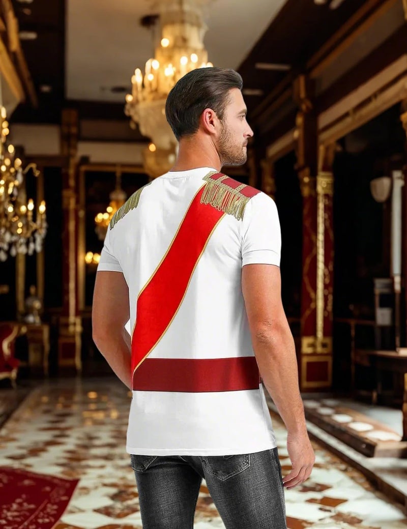 Funny World Men's Prince Costume Royal Charming Halloween T-Shirts, Medium, White - Image 4