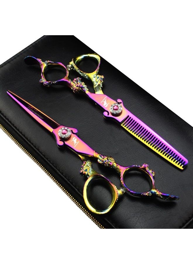 ROCOCO 6.0" Professional Japan 440C Hair Cutting Shears - Salon Hair Blending/Thinning/Texturizing Scissor for Barber or Home Use - Image 1