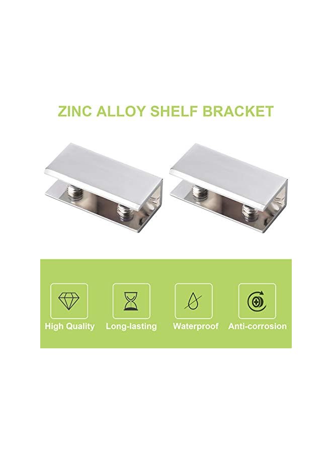 The Bros The Bros Glass Clamp, 4Pcs Adjustable Rectangle Glass Shelf Bracket Polished Chrome Zinc Alloy Glass Shelf Clamp Clips Wall Mounted Glass Shelf Supports Mounting Brace for 10-12mm Thick Glass  - Image 3