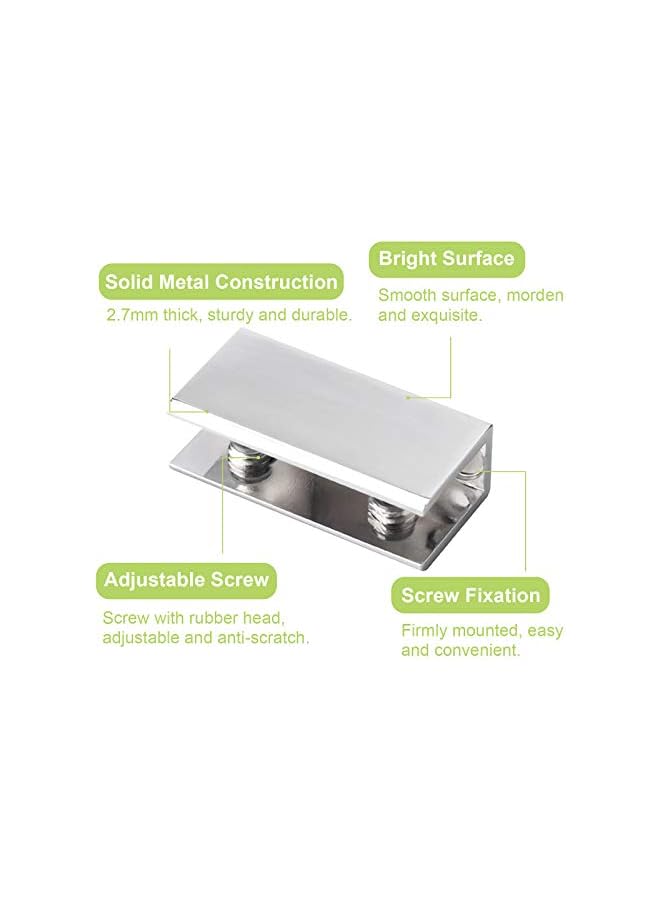 The Bros The Bros Glass Clamp, 4Pcs Adjustable Rectangle Glass Shelf Bracket Polished Chrome Zinc Alloy Glass Shelf Clamp Clips Wall Mounted Glass Shelf Supports Mounting Brace for 10-12mm Thick Glass  - Image 4