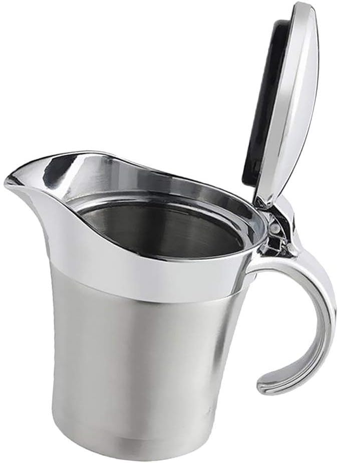 Miecux Double Insulated Gravy Boat - Stainless Steel Sauce Jug with Hinged Lid Hinged Lid Ideal for Gravy or Cream at Thanksgiving (450ML/16 OZ) - Image 1