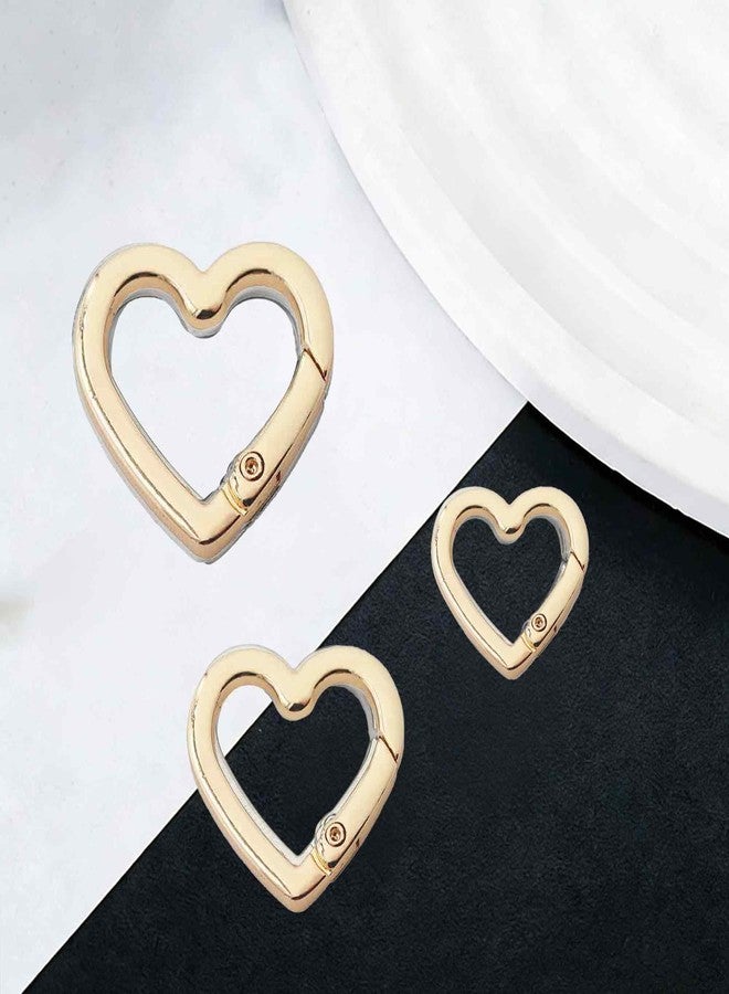 AUXBC 12PCS Heart Keychain Clip, 3 Sizes Zinc Alloy Carabiner Spring Hook, Mini Heart Shaped Key Ring for Camping Hiking Jewelry Making DIY Crafts, Gold - Image 3