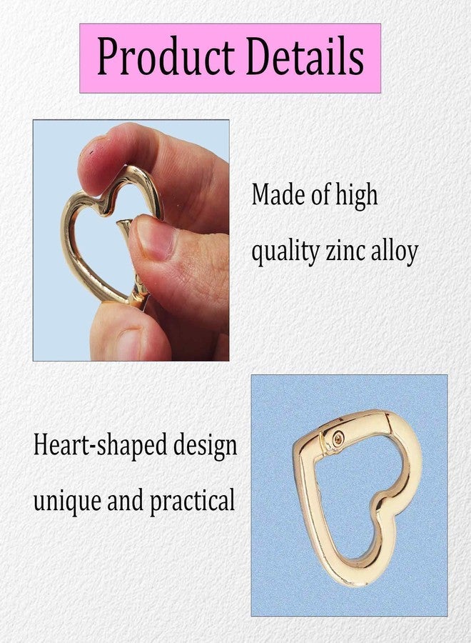 AUXBC 12PCS Heart Keychain Clip, 3 Sizes Zinc Alloy Carabiner Spring Hook, Mini Heart Shaped Key Ring for Camping Hiking Jewelry Making DIY Crafts, Gold - Image 4