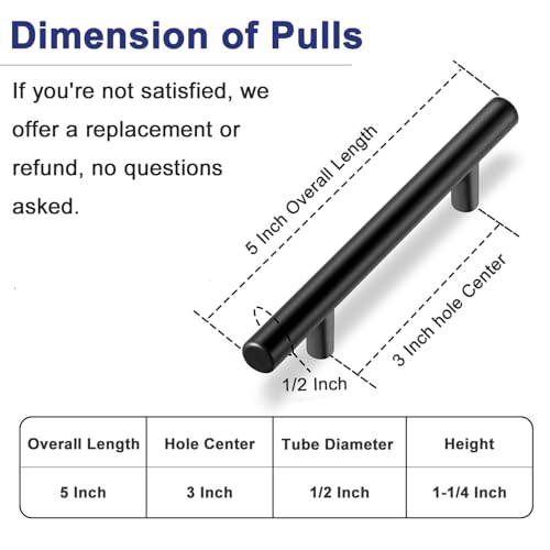 HBL' 30 Pack | 3 Inch Center to Center Matte Black Cabinet Pulls Kitchen Cabinet Handles,Made of Stainless Steel,Ideal for Cabinet,Drawer,Cupboard and Wardrobe. - Image 2