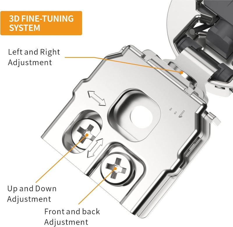 Chibery 50 Pack 1" Overlay 3D Soft Close Concealed Hinge for Face Frame Door, Smooth Slow Self Closing Hinges, Satin Nickel, Hidden 105° Open Angle Stainless Steel Hinge for Kitchen Cabinet Door - Image 4