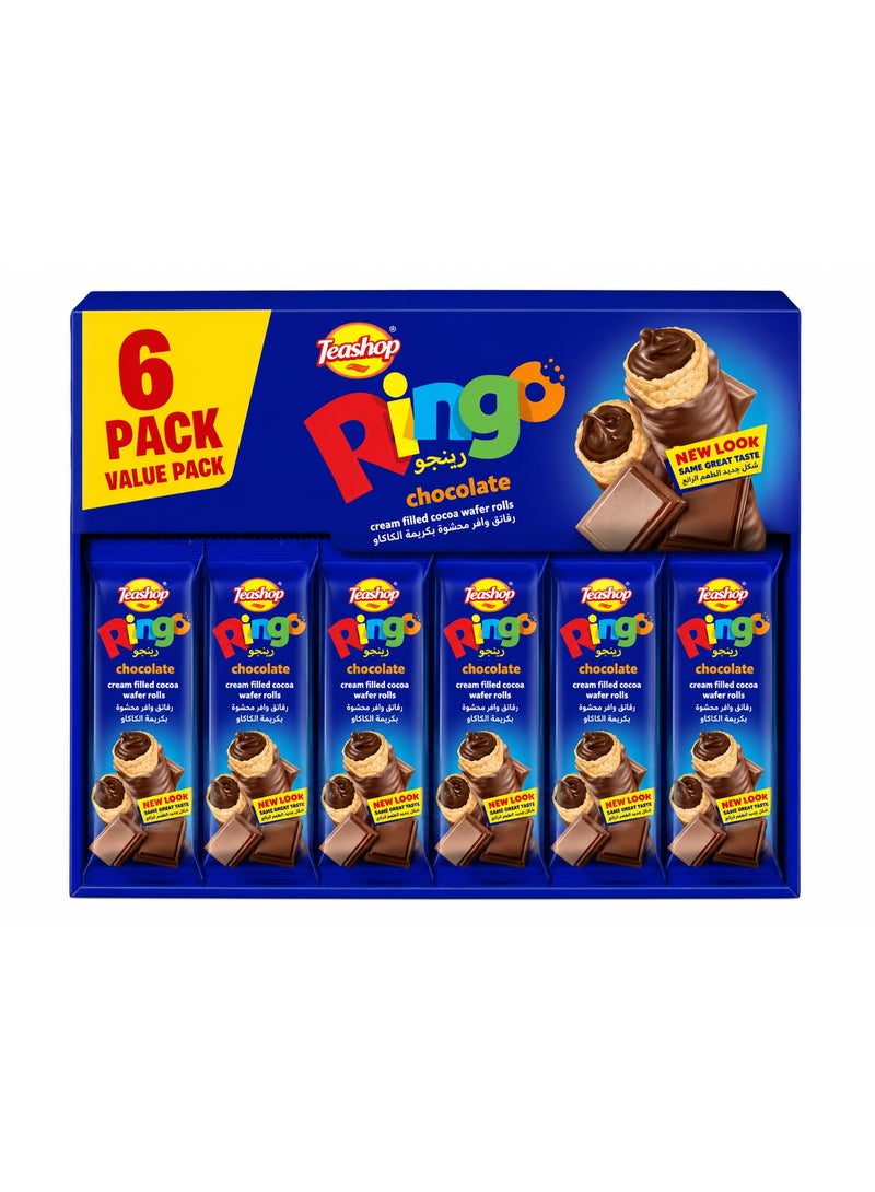 Ringo Chocolate Wafer Biscuits Pack of 6 – Crispy Wafer Layers with Rich Chocolate Cream Filling – Delicious Snack for Kids & Adults - Image 1
