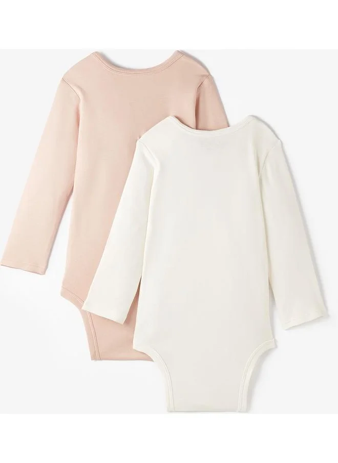 جون June Baby Basic Envelope Neck 2-Pack Long Sleeve Plain Bodysuit Salmon - Ecru