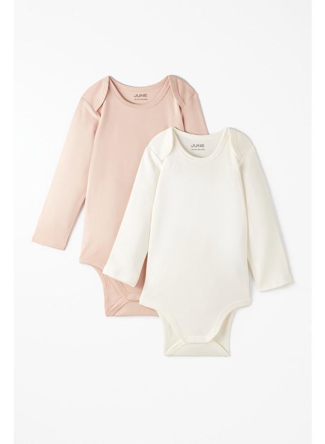 June Baby Basic Envelope Neck 2-Pack Plain Long Sleeve Bodysuit - Image 1