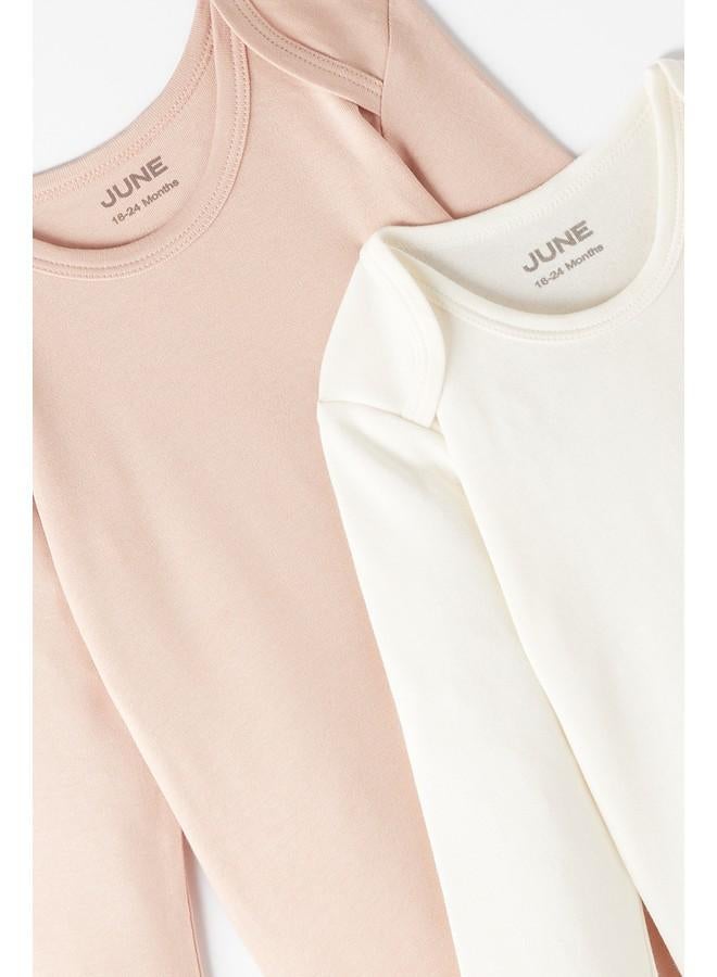June Baby Basic Envelope Neck 2-Pack Plain Long Sleeve Bodysuit - Image 3