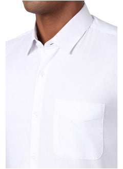 Peter England Peter England Men's Classic Solid Full Sleeve Slim Fit Shirt | Wonder Fabric | Cotton Rich | Pin Point Oxford White  - Image 4