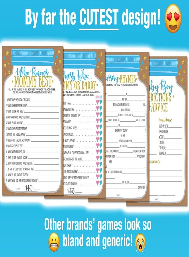 نيتز ألعاب نيتز لحفل استقبال المولود الجديد (ولد) - 7 ألعاب ممتعة فورية - بطاقات توقعات المولود، لعبة تخمين من هو الأب أو الأم، لعبة ترتيب الكلمات، بطاقات نصائح، لعبة الرسم والتخمين، لعبة معرفة حجم بطن الأم، لعبة حفل استقبال المولود - Image 5