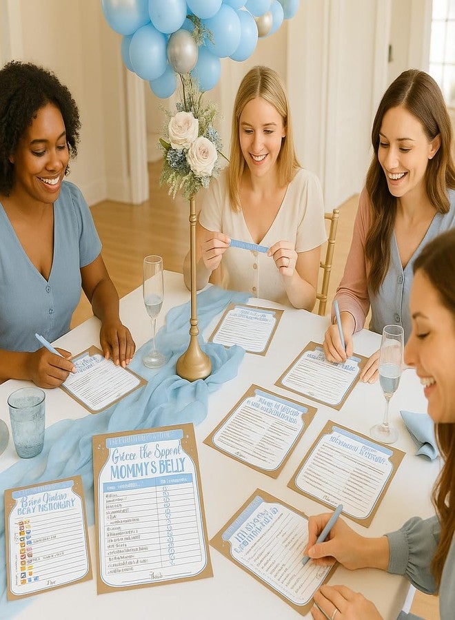 نيتز ألعاب نيتز لحفل استقبال المولود الجديد (ولد) - 7 ألعاب ممتعة فورية - بطاقات توقعات المولود، لعبة تخمين من هو الأب أو الأم، لعبة ترتيب الكلمات، بطاقات نصائح، لعبة الرسم والتخمين، لعبة معرفة حجم بطن الأم، لعبة حفل استقبال المولود - Image 2