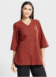 V-Neck Button Down Tunic