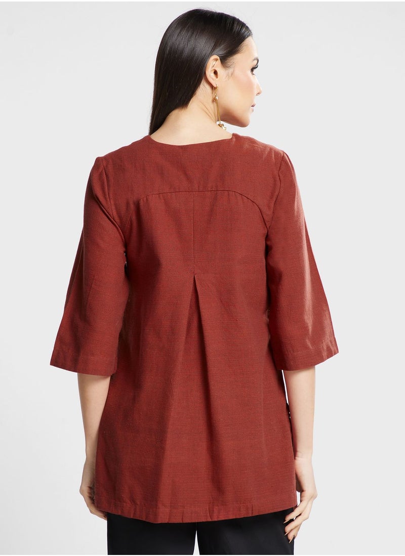 Fabindia - V-Neck Button Down Tunic - Image 1