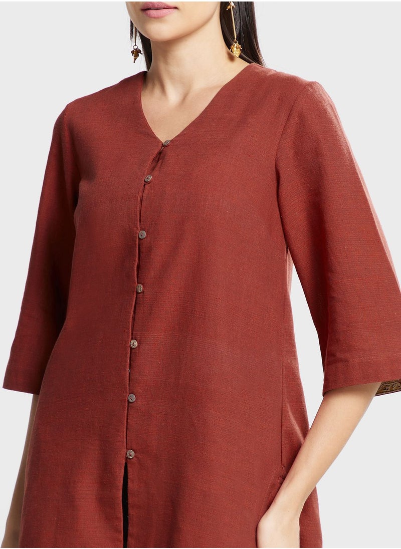 Fabindia - V-Neck Button Down Tunic - Image 1