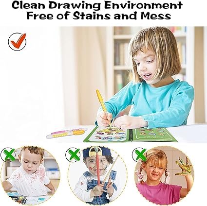 TADU Magic Water Book for Kids with Reusable Magic Pen | Quick Dry Coloring Book, Ideal Drawing Pad Gift for Ages 3+ | Pack of 4 - Image 4
