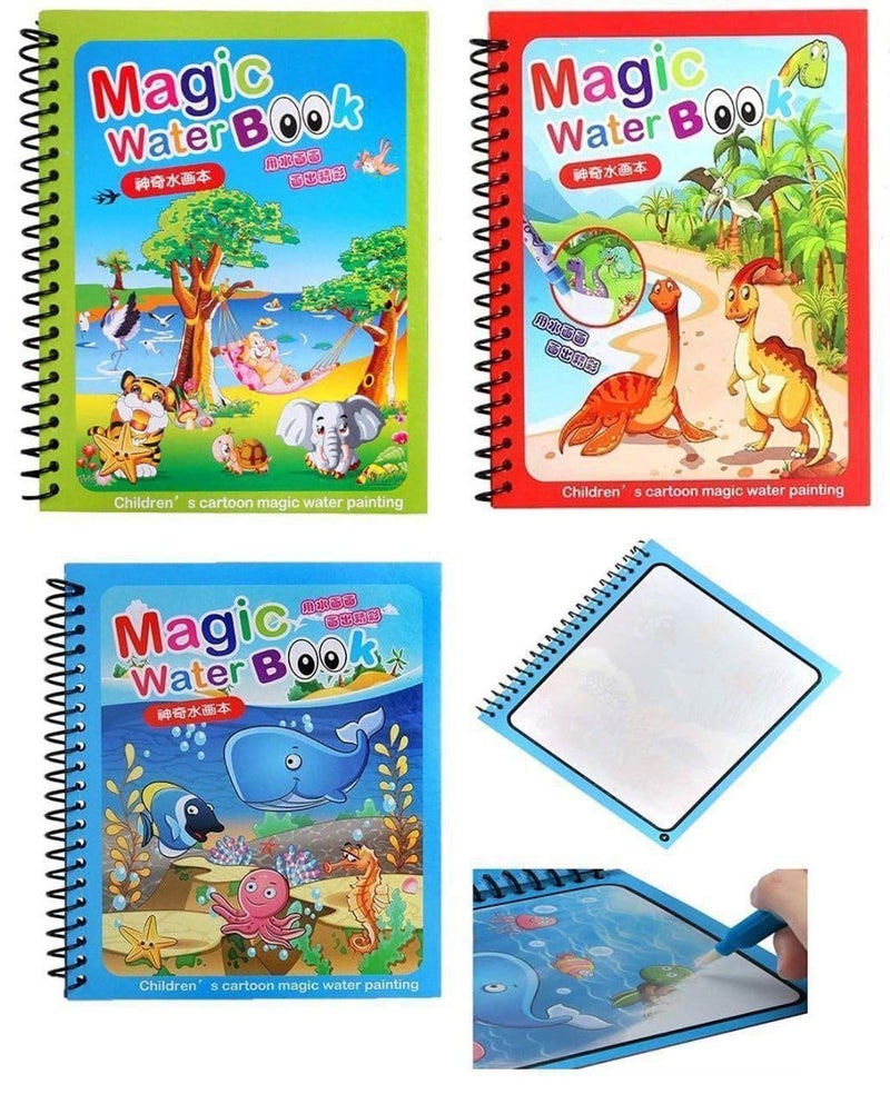 TADU Magic Water Book for Kids with Reusable Magic Pen | Quick Dry Coloring Book, Ideal Drawing Pad Gift for Ages 3+ | Pack of 4 - Image 1