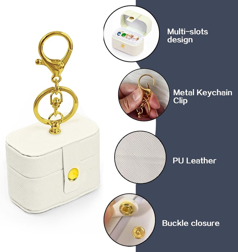 COSLANLEE Ring Bearer Pillows for Dog Collar, 2Pack PU Leather Wedding Ring Pillow Box for Pet, Mini Ring Holder Pouch Box, Couple Ring Storage Box for Proposal Engagement Wedding Ceremony Party Ivory - Image 2