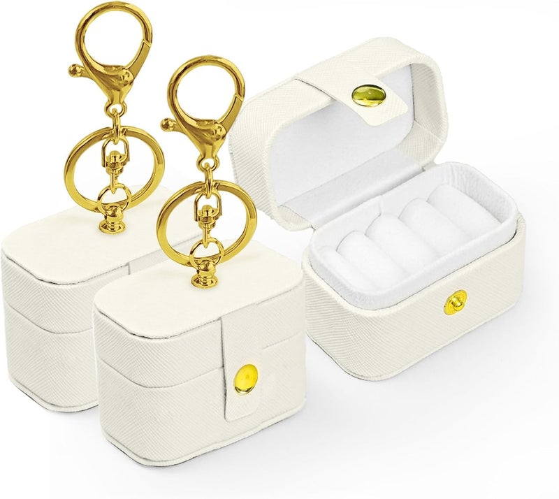 COSLANLEE Ring Bearer Pillows for Dog Collar, 2Pack PU Leather Wedding Ring Pillow Box for Pet, Mini Ring Holder Pouch Box, Couple Ring Storage Box for Proposal Engagement Wedding Ceremony Party Ivory - Image 1
