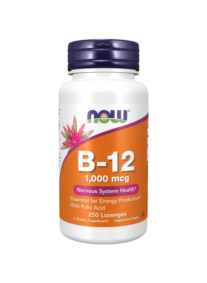 now Supplements Vitamin B12 1000 Mcg With Folic Acid Nervous System Health* 250 Chewable Lozenges - Image 1