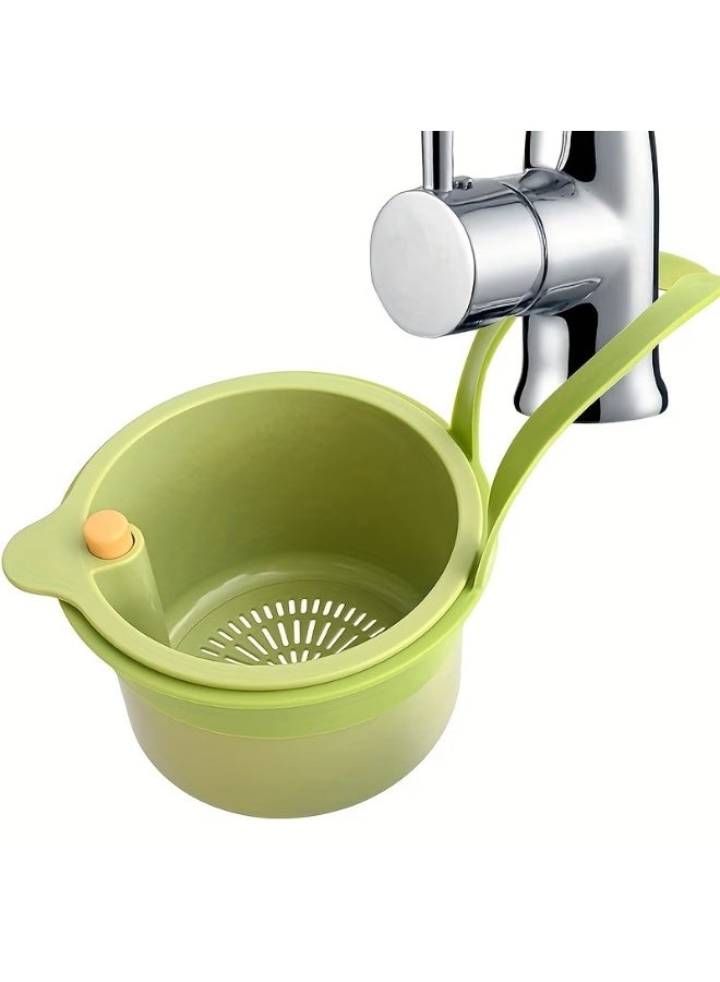Goolsky Multi-Color Hanging Kitchen Sink Drain Basket, Green/Yellow/White, Multifunctional Draining & Storage Gadget - Image 1