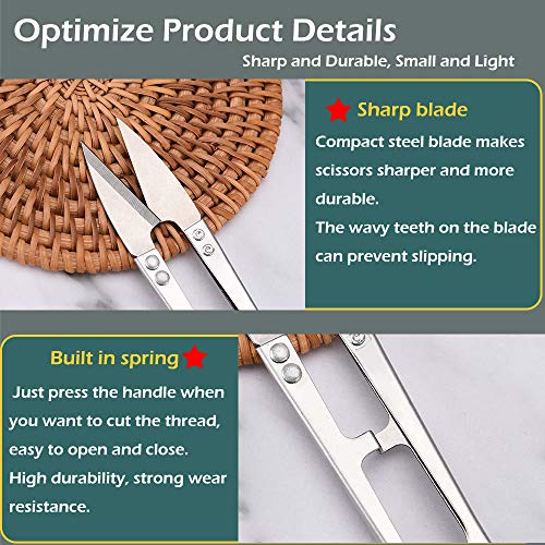 Zittop 2pcs Premium Stainless Steel 4.2in U Sewing Scissors Clippers, Embroidery Yarn Scissors Mini Thread Sewing Cutter, Yarn Fishing Mini Small Snips Trimming Nipper Great for Stitch (Silver). - Image 3