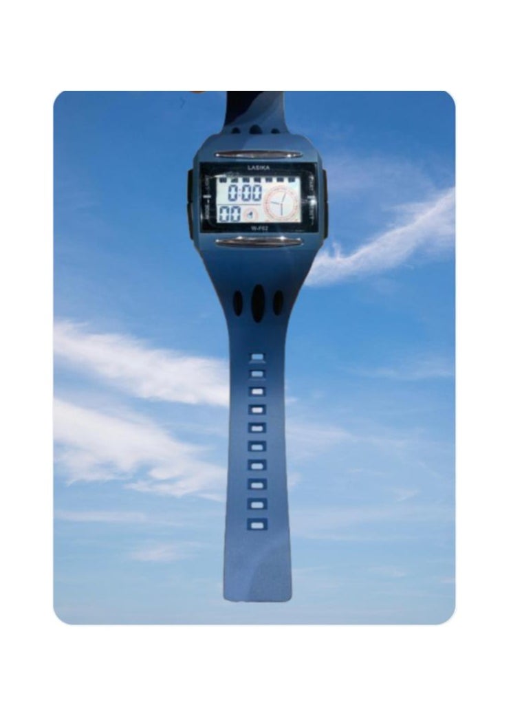 Lasika Digital watch with a strong plastic strap, blue  - Image 1
