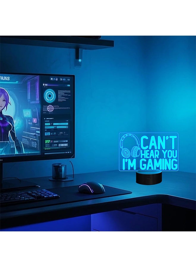 YuanDian Can't Hear You I'm Gaming Night Light, Headset Graphic Video Games Gamer Gift Funny 3D Illusion Lamp 16 Colors Changing Touch & Remote Control for Men Gamers Teenagers and Kids - Image 2