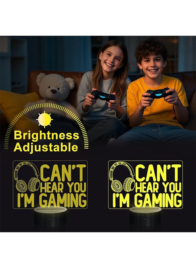 YuanDian Can't Hear You I'm Gaming Night Light, Headset Graphic Video Games Gamer Gift Funny 3D Illusion Lamp 16 Colors Changing Touch & Remote Control for Men Gamers Teenagers and Kids - Image 4