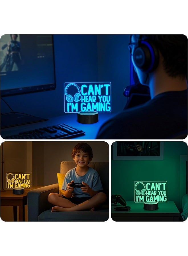 YuanDian Can't Hear You I'm Gaming Night Light, Headset Graphic Video Games Gamer Gift Funny 3D Illusion Lamp 16 Colors Changing Touch & Remote Control for Men Gamers Teenagers and Kids - Image 5