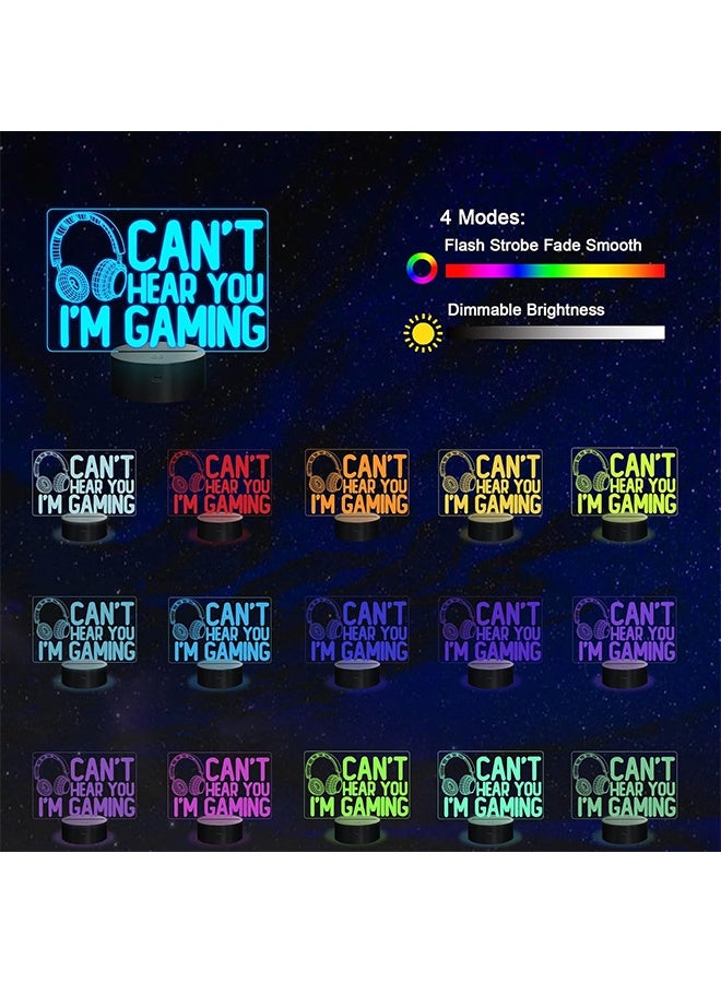 YuanDian Can't Hear You I'm Gaming Night Light, Headset Graphic Video Games Gamer Gift Funny 3D Illusion Lamp 16 Colors Changing Touch & Remote Control for Men Gamers Teenagers and Kids - Image 3