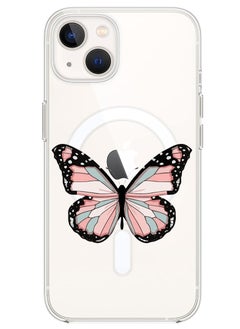 Magnetic Case for iPhone 13 6.1-inch Compatible with MagSafe Wireless Charging, Shockproof Phone Bumper Cover Butterfly-01