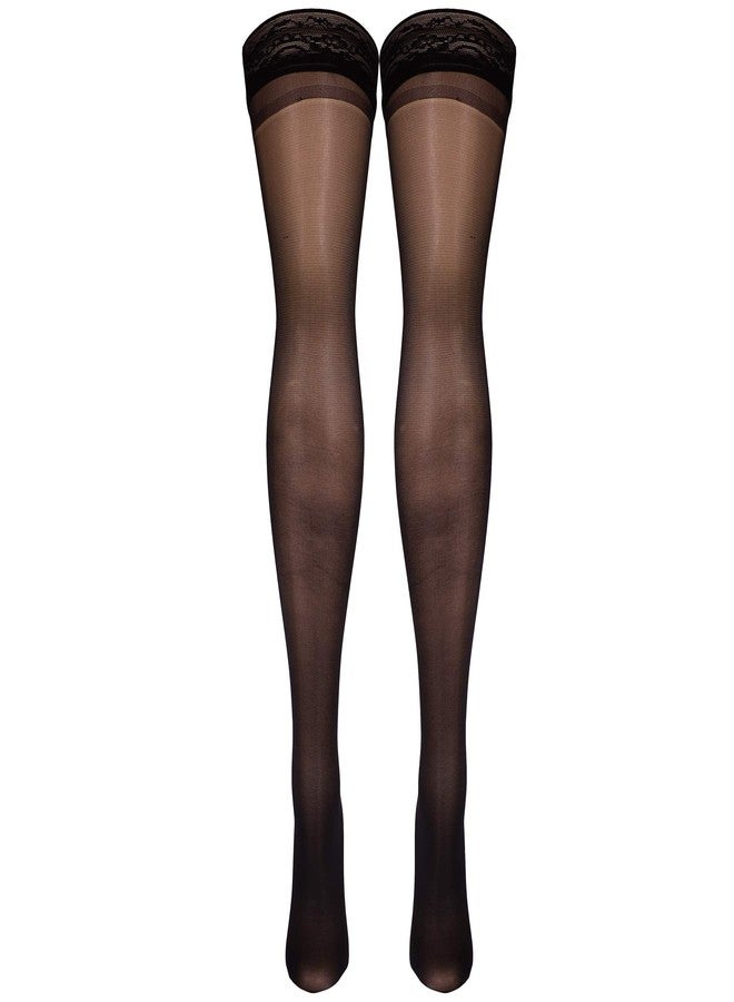 NuVein Sheer Compression Stockings for Women, 8-15 mmHg Support, Light Denier, Thigh High, Closed Toe, Black, Small - Image 2