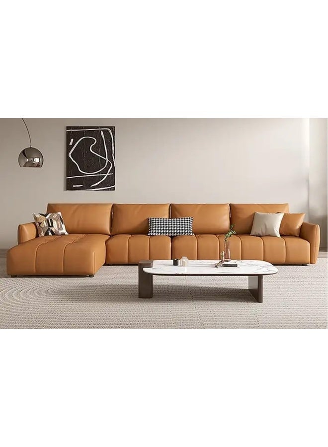 Comfynest Modern L-Shaped Faux Leather Italian Sofa - Ultimate Comfort for Your Living Room (Rust Brown, Right Bed)  - Image 3
