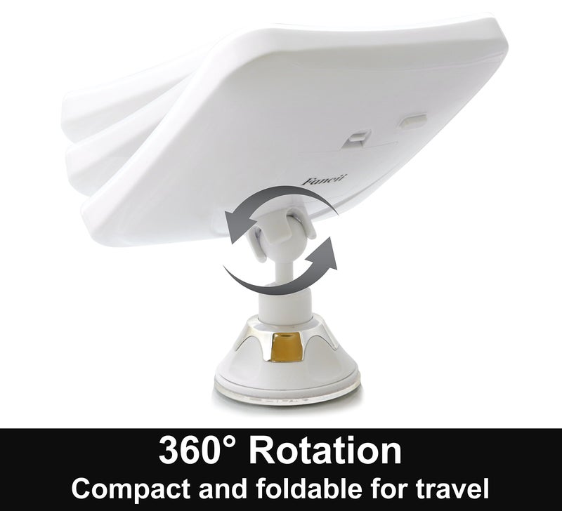 Fancii 10X Magnifying Lighted Makeup Mirror - Daylight LED Vanity Mirror - Compact, Cordless, Locking Suction, 6.5" Wide, 360 Rotation, Portable Illuminated Bathroom Mirror (Square) - Image 5