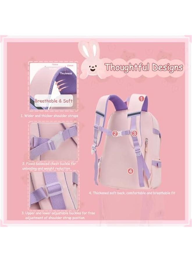 Bunny Girls Backpack for School Kawaii Kids Girls Book bags Cute Sequin School Bag for Girls - Image 4