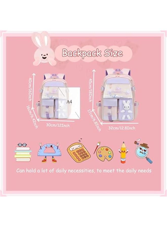 Bunny Girls Backpack for School Kawaii Kids Girls Book bags Cute Sequin School Bag for Girls - Image 2