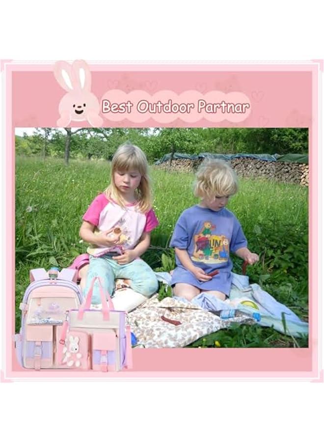 Bunny Girls Backpack for School Kawaii Kids Girls Book bags Cute Sequin School Bag for Girls - Image 5