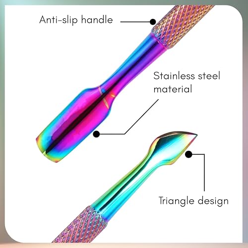 Beauté Secrets Cuticle Pusher Kit - Dual End Nail Gel Polish Removal Pushers, Nail Art Kit Includes Cutting Knife, Spear-End Remover, Bell Shape Remover, Big Cuticle Cutter, Spoon Remover, Multicolor - Image 3