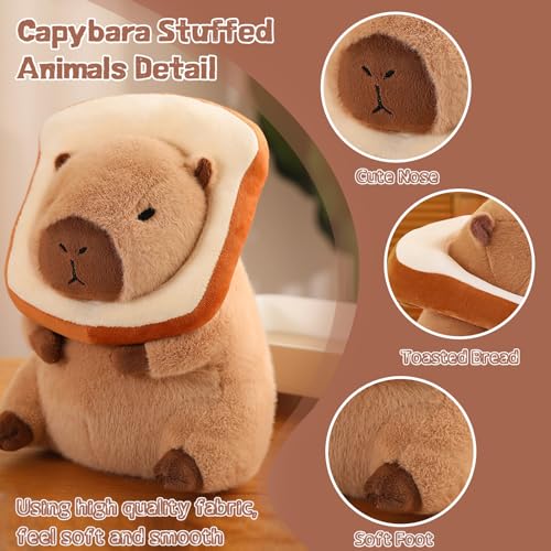 NXNYNZ 12 Inch Cute Capybara Plush Kawaii Soft Capybara Plush Doll Pillow with Bread Capybara Stuffed Aniamls Toys for Girls Kids Adults Birthdays Valentines Gift (Capybara Plush for Kids) - Image 3
