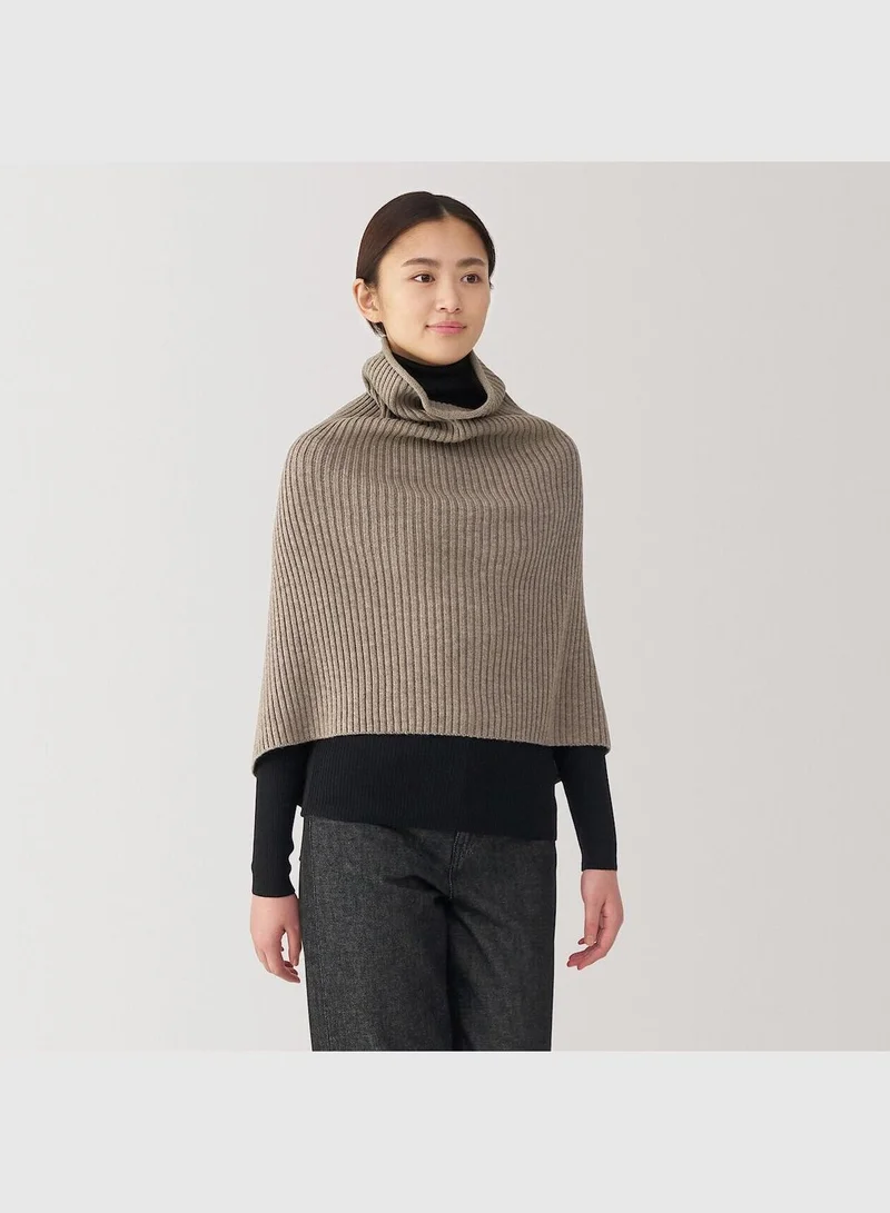 MUJI Non-Itchy Ribbed Wool Blend Poncho