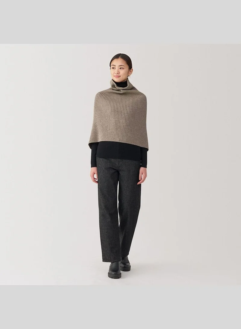 MUJI Non-Itchy Ribbed Wool Blend Poncho