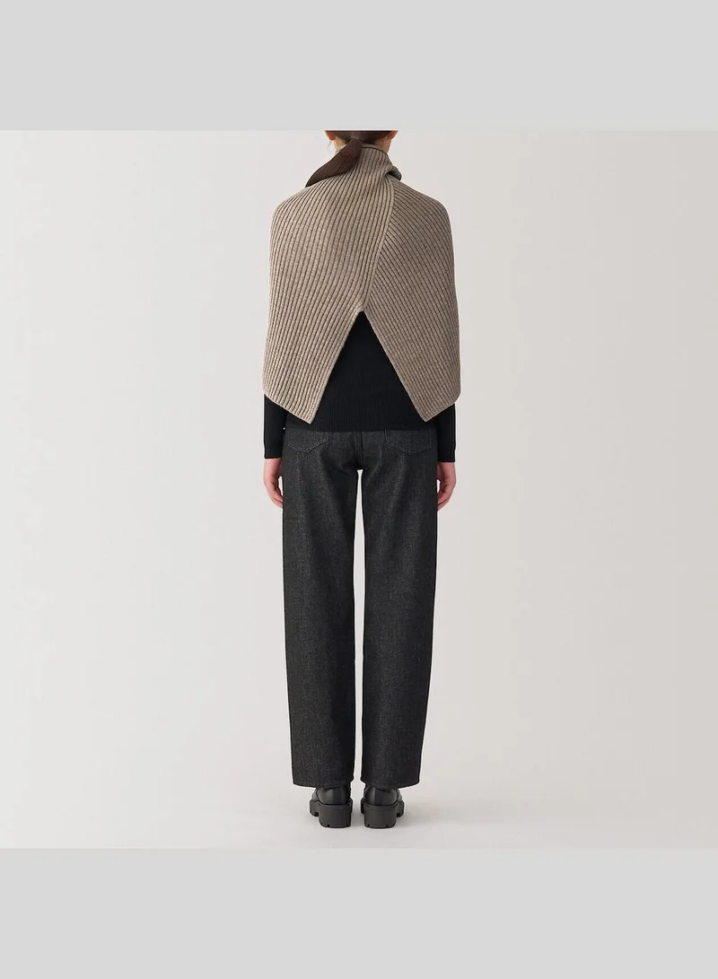 MUJI Non-Itchy Ribbed Wool Blend Poncho