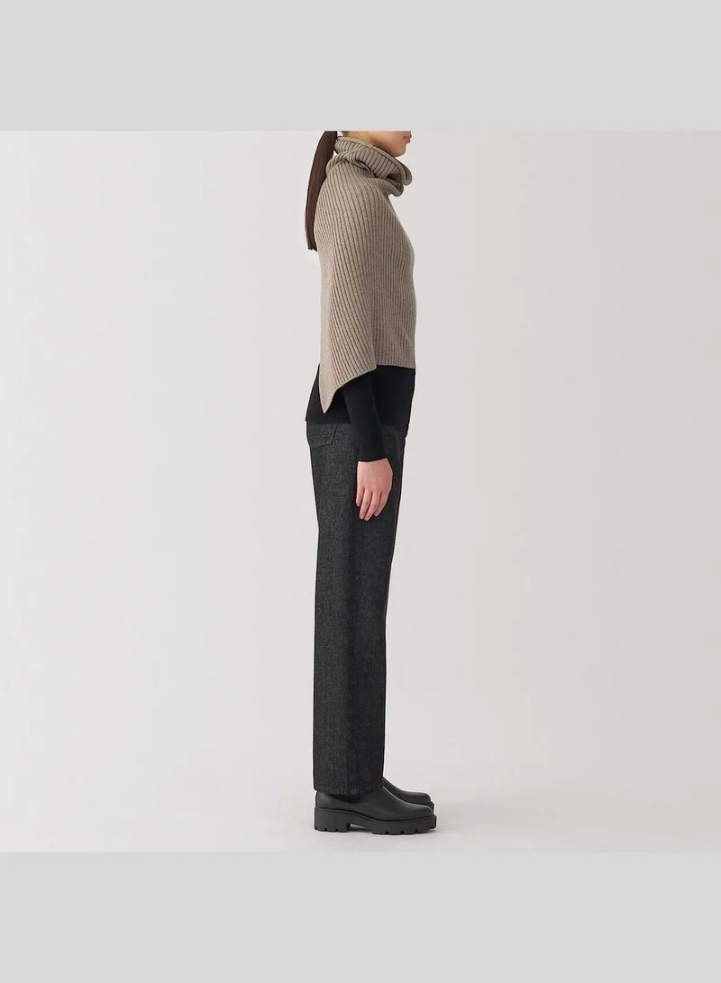 MUJI Non-Itchy Ribbed Wool Blend Poncho