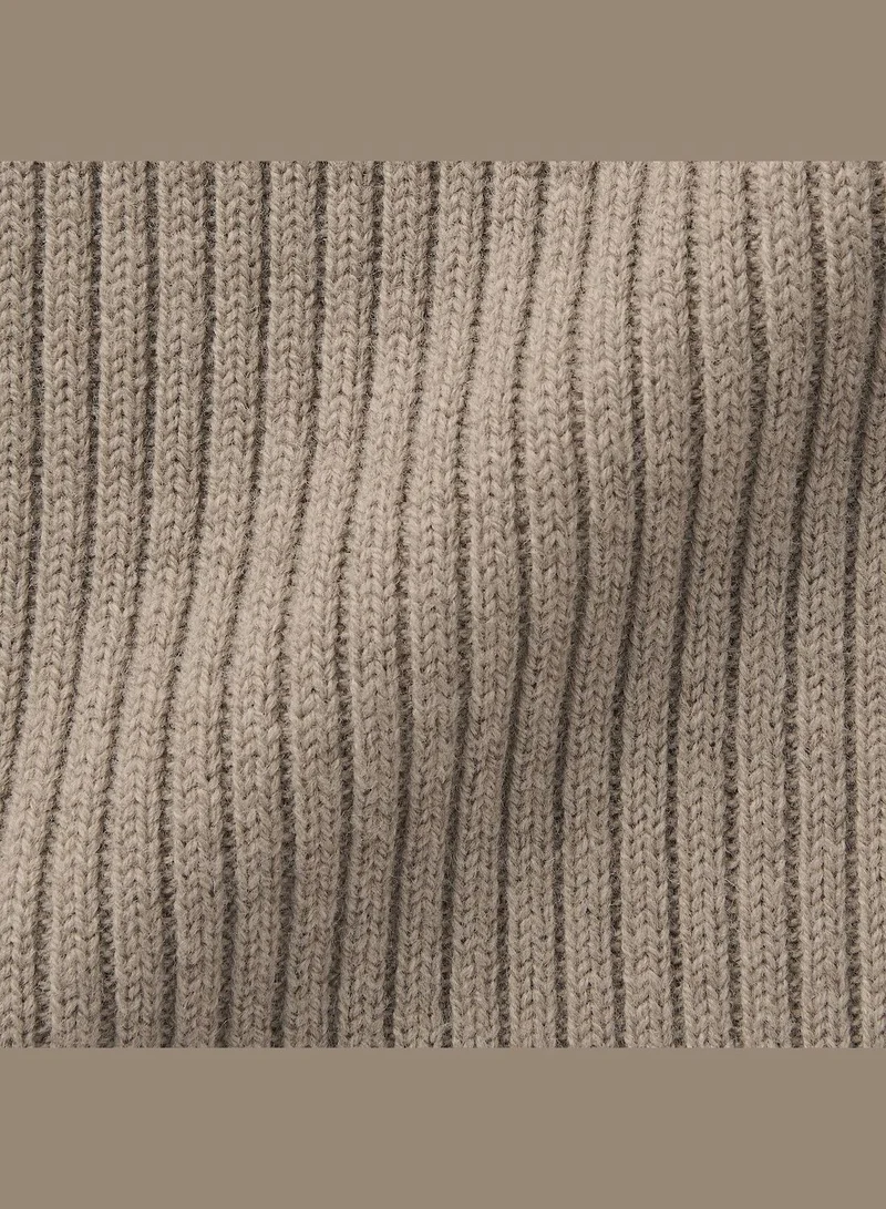MUJI Non-Itchy Ribbed Wool Blend Poncho