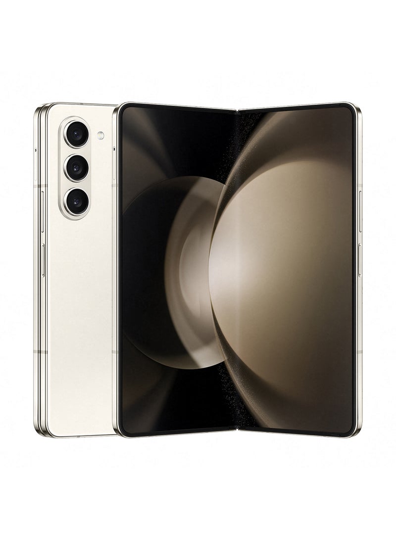 سامسونج هاتف Galaxy Z Fold 5 بشريحتين كريمي وذاكرة وصول عشوائي (RAM) سعة 12 جيجابايت وذاكرة داخلية 256 جيجابايت يدعم تقنية 5G - الإصدار العالمي - Image 1
