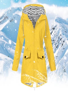 Women Solid Rain Jacket Outdoor Plus Size Waterproof Hooded Windproof Loose Coat