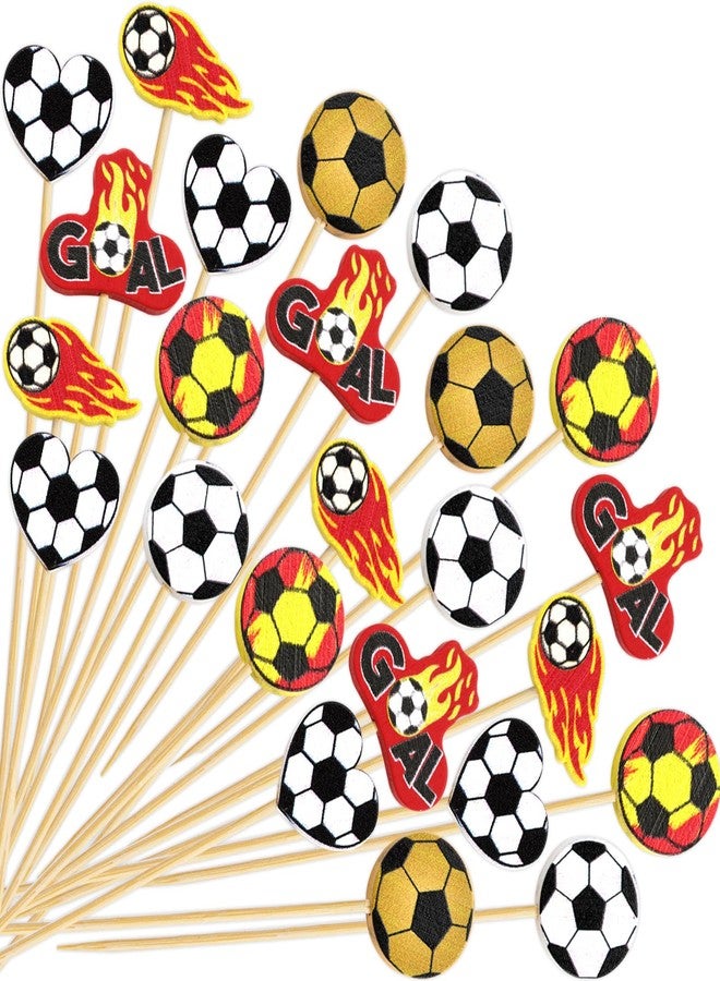 WorldBazaar Soccer Cocktail Picks Decorative Toothpicks For Appetizers 120PCS Soccer Food Fruit Sticks Sports Party Supplies Soccer Party Decorations - Image 1