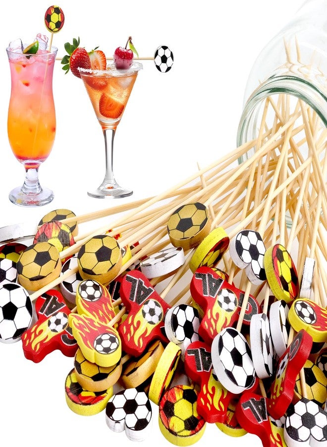 WorldBazaar Soccer Cocktail Picks Decorative Toothpicks For Appetizers 120PCS Soccer Food Fruit Sticks Sports Party Supplies Soccer Party Decorations - Image 3